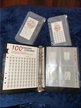 Black 6-Ring Binder Organizer with 4-Pocket Plastic Inserts